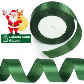 tenn well Red Satin Ribbon, 25mm x 144 Feet Smooth Green Satin Ribbon for Gift Wrapping Christmas Wedding Party Ceremony Crafts Decorations