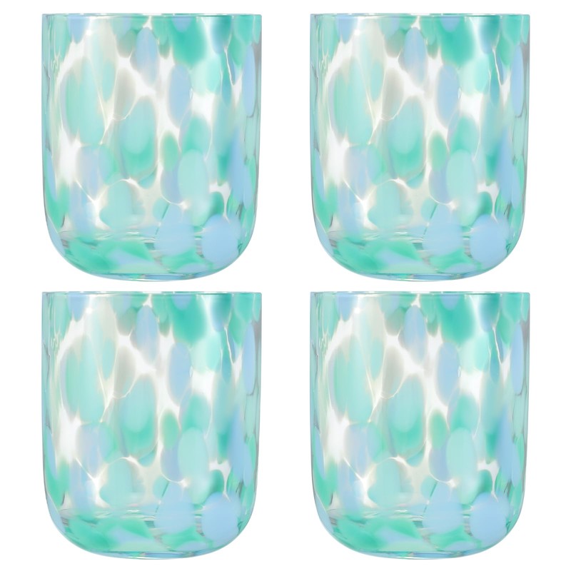 Jingmore 4 Pcs Icon Juice Glasses Handcrafted Double Old-fashioned Confetti