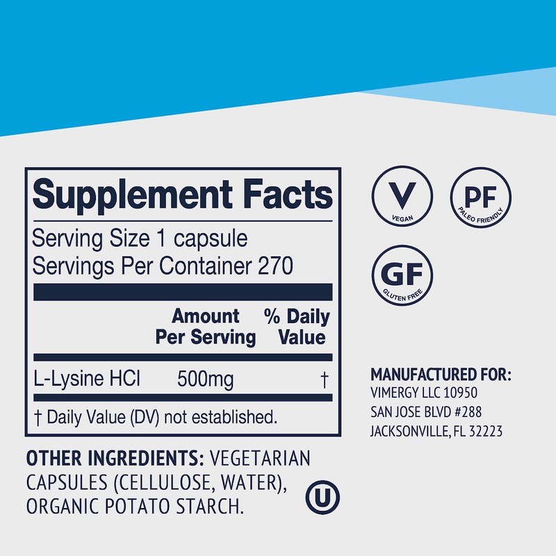 Vimergy Vimergy L-Lysine ?C Promotes Healthy Skin, Hair, Nails &