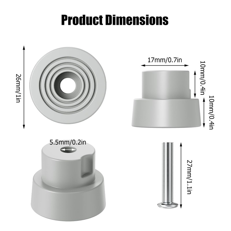 6-Pack Door Stopper Replacement Rubber Tips, Heavy Duty Kickdown Door