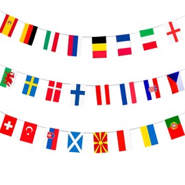 World Cup Flags, World Cup 2022 Fabric Football Bunting, All 32 Participating Teams Flags Bunting for Garden, Football Party, Restaurant Decoration