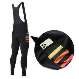 Santic Cycling Bib Tights Men Padded Cycling Bib Pants Long Padded with Pocket Red XS