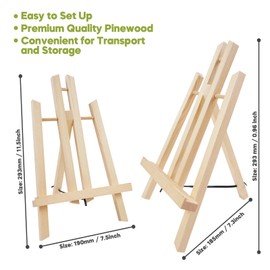 CONDA 16 Pack 11.8" Tabletop Easel, Portable A-Frame Tripod Tabletop Easel Set for Painting Party & Displaying Canvases, Photos, Display Tripod Holder Stand for Students Kids Beginners