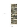 Homeroots 8' Beige And Blue Abstract Runner Rug
