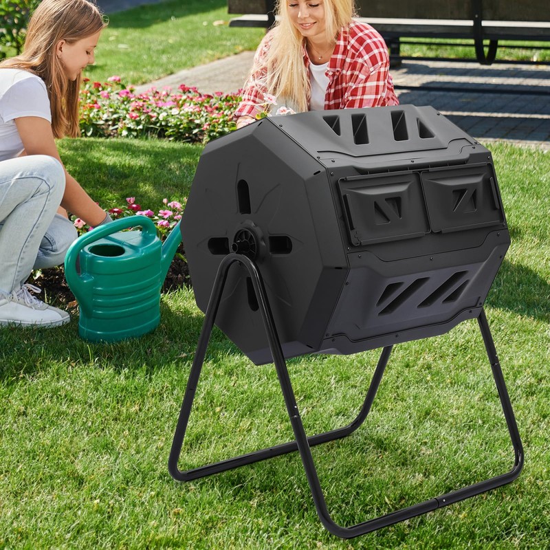MoNiBloom 43 Gallon Compost Tumbler, Outdoor BPA Free Large Dual