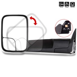 ROADFAR Towing Mirror with 1994-2001 For Dodge For Ram 1500 2002 For Dodge For Ram 2500 For Dodge For Ram 3500 Tow Mirror With Left Side Manual Control No Heated No Turn Signal Light Black Housing