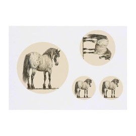 4 x 'Dapple Cob Horse Standing' Temporary Tattoos - Water Resistant, Skin-Safe, Non-Toxic Transfers, Mixed Sizes (TO00084458)