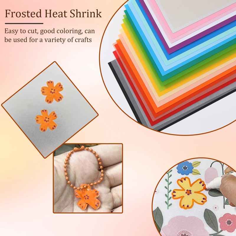 INCAUCA 12 Colors Shrink Plastic Sheet, Frosted Shrinking Paper, Shrink