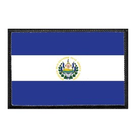 El Salvador Flag - Color | Hook and Loop Attach for Hats, Jeans, Vest, Coat | 2x3 in | by Pull Patch