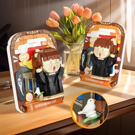 SVIOKODX Cute 3D Painting Anime Toy Building Sets,Model Building Kits for Kids and Adults,Screaming Cat Building Blocks Sets ,Famous Art Sets for Women,Birthday Gifts for Kids(416+ Pieces Bricks)