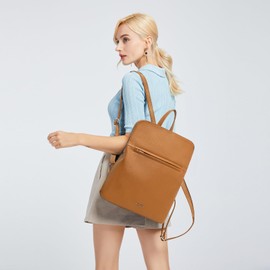 Miss Lulu Women's Fashion Backpack Waterproof Multi-Pockets Casual Daypack Shoulder Bag for Ladies Girls (Brown)