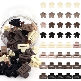 Atoden Mini Flower and Square Hair Clips for Thin Fine Hair 40Pcs Matte Small Claw Clips for Women Girls Neutral Color