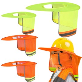 Asphodelia 4PCS Hard Hat Sun Shade,Full Brim High Visibility Sun Visor Neck Shade Full Brim with Reflective Strip for Hard Hat Accessories，Man& Woman