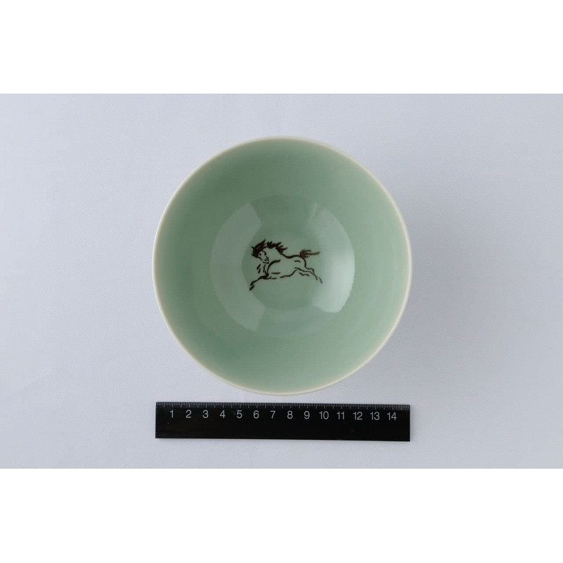 大堀 相馬 Burn 松永 Kiln Rice Bowl Celadon Color (Large)