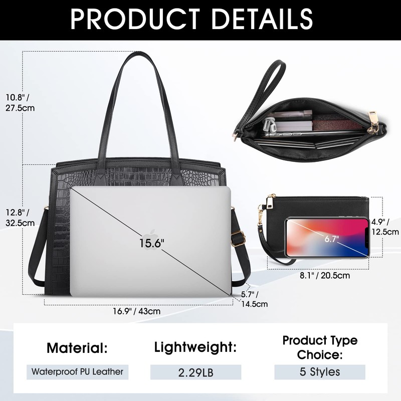 Laptop Bag for Women 15.6 Inch Laptop Tote Bags PU