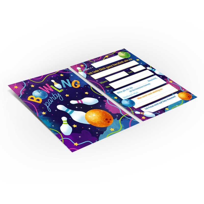 12 Invitation Cards for Children's Birthday Bowling Bowling Party Invitations