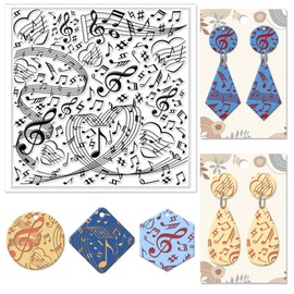 CHGCRAFT Music Notes Polymer Clay Texture Sheets Music Silicone Texture Stamp Clay Texture Mat Modeling Pattern Pad Texture Sheets for Polymer Clay Jewelry and Clay Earrings Tools