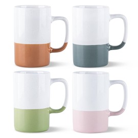AmorArc 16oz Coffee Mugs Set of 4, Large Colorful Ceramic Coffee Mugs for Man, Woman, Dad, Mom, Modern Coffee Mugs Set with handle for Tea/Latte/Cappuccino/Milk/Cocoa. Dishwasher&Microwave Safe