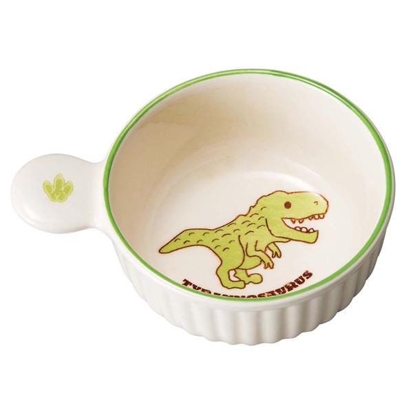 Santoku 18403 Banko Ware Dishware, Children, Dinosaur, Dishwasher Safe, Soup Cup, Bowl, 4.3 inches (11 cm), Tyrannosaurus, Green, Made in Japan