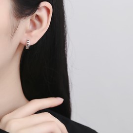 Kokoma Star Moon Hoop Earrings for Women 925 Sterling Silver Vintage Small Huggie Hoops Cartilage Earrings Hollow Stars Hypoallergenic Ear Jewelry