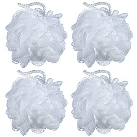 Lote de 4 esponjas de malla para baño (60 g), color blanco