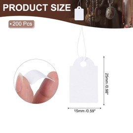 PATIKIL Price Tags with String Attached, 200 Pcs White Paper Writable Blank Gift Jewelry Tags Marking Hang Tags for Labeling Clothing Pricing Garage Yard Sale, 0.98 x 0.59 Inch