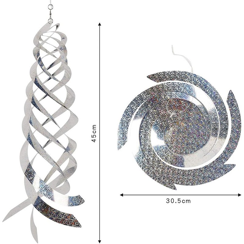 6Pcs Bird Repellent Spiral Reflectors Bird Deterrent Reflective Wind Spiral