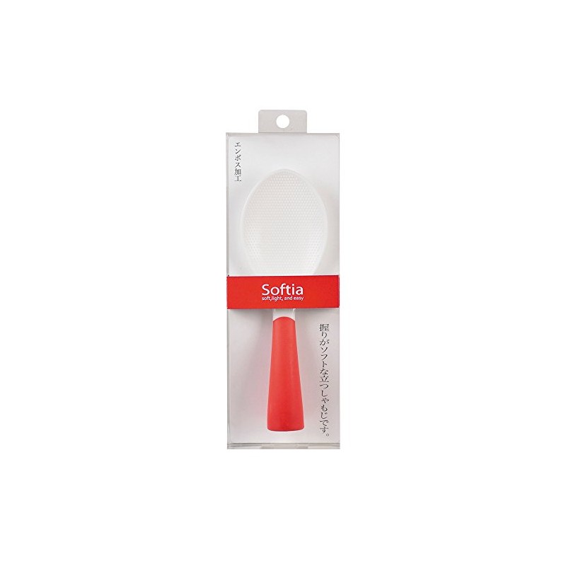 Pearl Metal Softia C-3690 Standing Grip Soft Rice Spoon, Red