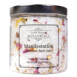 Manifestation Intention Bath Salts | 100% All Natural 8 oz | Hand Blended with Herbs & Essential Oils | Wiccan Pagan Magick Spiritual