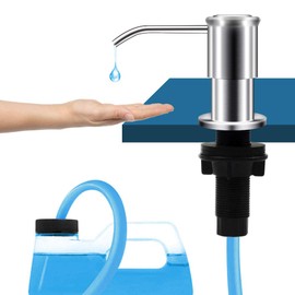 Kitchen Sink Soap Dispenser, Brushed Nickel Countertop Soap Dispenser Pump, 47" Silicone Extension Tube Connect to The Soap Bottle Directly, Say Goodbye to Frequent Refills