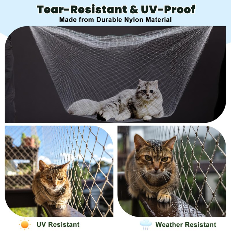 Jukibole Cat Net for Balcony, 10 x 3 m, No
