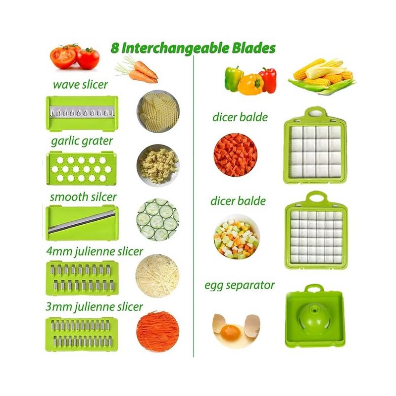Multifunctional Vegetable Slicer with Accessories, Sharp Blades for Fruits and
