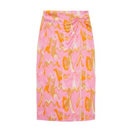 TOM TAILOR Denim Women's Skirt with Slit & Pattern, 31704 - Abstract Pink Print