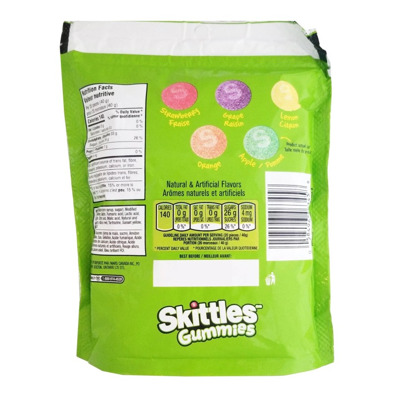 Mars Canada Inc. Skittles Sours Gummies Candy, 235g/8.2 oz Bag