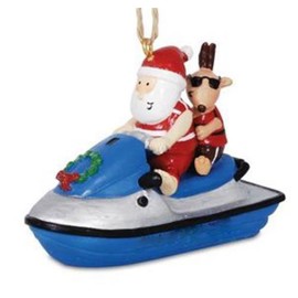Cape Shore Jolly Santa On Jet Ski with Reindeer Hanging Ornament