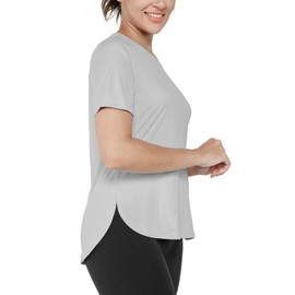 Hiwzffy Women's Sun Protection Shirts UV SPF UPF 50+ Short Sleeve Workout Tops Hiking Running Quick Dry Grey M