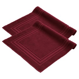 Komfortec Bath Mat Set, 2 Pieces, Terry Cloth Shower Mat, Washable Shower Mat & Bath Mat, 600 g/m² & 100% Cotton, Absorbent & Quick Drying, 50 x 70 cm, Aurora Red
