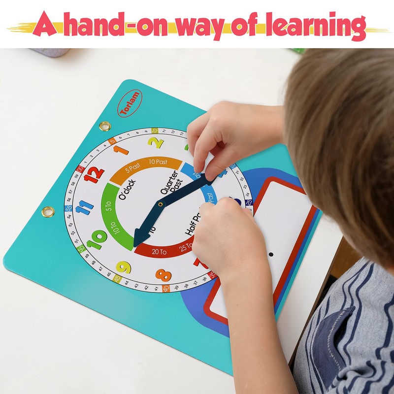 Large Magnetic Dry Erase Learning Clock for Kids Learn to