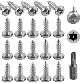 Hilitchi 50 Pcs M5x16mm Stainless Steel Button Head Torx Sheet Metal Screws Security Silver Screws Anti-Theft Tamper Proof with Bit T25