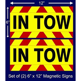 Set of 2 Magnetic Signs 6"X12" in Tow Caution Magnetic Sign for car or Truck