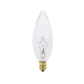 SATCO S3283 40W Clear Light Bulb E12/Candelabra Base Incandescnt Torpedo Shape