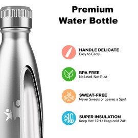 Grsta Sports Water Bottle, 750 ml, BPA-Free, Leak-Proof, Cold and Warm, Double-Walled Vacuum Insulated, Metal Drinking Bottle, Thermos Flask for Camping, Fitness, Travel, Sports