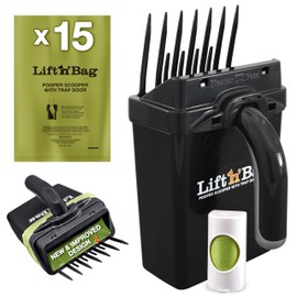 Neater Pet Brands Lift N’ Bag 2.0 Dog Pooper Scooper with Bag Attachment for Small to Large Dogs, New & Improved Design, 15 Refill Bags, Heavy Duty Dog Poop Scooper for Yard & Walks, One-Hand Use