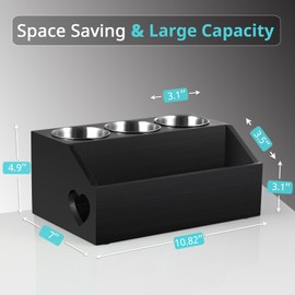 Bivvclaz Hair Tool Organizer, Wooden Hair Dryer Holder Wall Mount, Countertop Hot Tools Organizer for Hair Styling Accessories, Bathroom Supplies Vanity Caddy for Curling Wand, Blow Dryer, Black