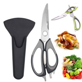 BETUREEIU Kitchen Scissors All Purpose, Heavy Duty Kitchen Shears Come Part, Meat Scissors Dishwasher Safe, Stainless Steel Sharp Food Cooking Scissors for Chicken Poultry Fish Vegetable (Black)