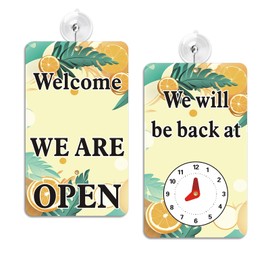 AVCMOTO Open Signs for Business with Suction Cups, “We Will Be Back - Welcome We are Open" Be Back Sign with Clock, Business, Retail Store. Coffee Shops, Bars, Etc.7.75" x 4.75" Plastic (Orange)
