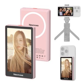 Newmowa Pink Magnetic Phone Vlog Selfie Monitor Screen, 1080P Wireless Recording, Using Phone Rear Camera for Selfie Vlog Live Stream TikTok, Compatible with iPhone(Support 4K 30fps Wired Recording)