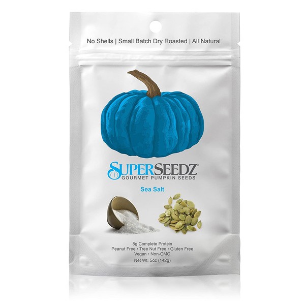 SuperSeedz Gourmet Pumpkin Seeds, Sea Salt, 5 Ounce (Pack of 6).