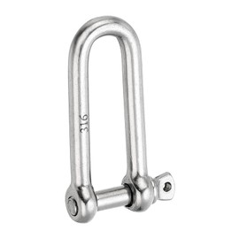 PATIKIL Screw Pin Shackle 5mm 3/16" 220lb, 316 Stainless Steel Forged Long D Shackle Marine Grade for Chains Wire Rope Outdoor, Silver