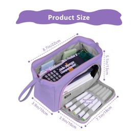 Shpucise Large Pencil Cases for Girls, Big Capacity Pencil Pouch for Women, Handheld Pen Bag Stationery Organizer Office Makeup Bag School Pen Case for Teenage Girls Boys Men Women Adult (Purple)